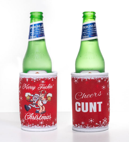 Cheers Cunt Christmas Stubby Holder 2 Pack
